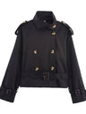 Belt Turtleneck Khaki Slim Fit Short Trench Coats