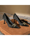 Liber Spring and Autumn Plaid Metal Buckle Women's High Heels
