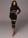 Mesh Splicing High Collar High Waist Slim Sexy Long Dress
