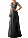 V-neck Sequins Spliced Long Dress