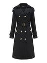 Waist-hugging Cotton Long Sleeve Lapel Three-dimensional Decoration Solid Color Trench Coats