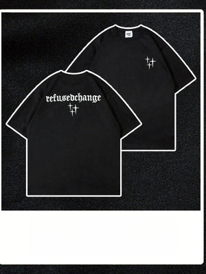 Liber Summer Men's Embroidery Letter T-shirts