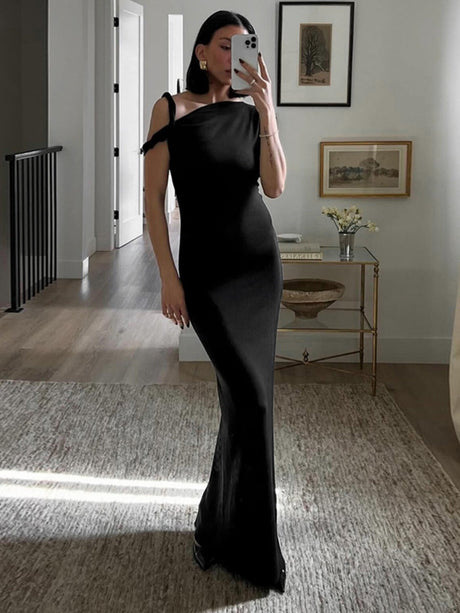 Floor-length Solid Color Long Dress
