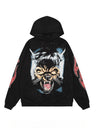 Hungry Wolf Printed Hip Hop Plush Loose Hoodies