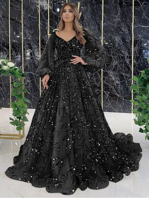 Heavy Beaded Luxury Sexy Zipper Long Sleeve Long Evening Dress