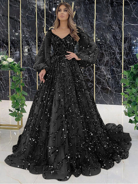 Heavy Beaded Luxury Sexy Zipper Long Sleeve Long Evening Dress