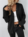 Solid Color Hooded Single-breasted Drawstring Cardigans