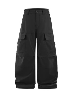 Liber Autumn Neutral wear Multiple pockets Solid Color Cargo Trousers