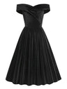 One-shoulder Christmas Velvet Claret A-line Skirt Cocktail Party Formal Midi Dress