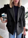 Blazer Style Patchwork Knit Double-breasted Leisure Work Coat