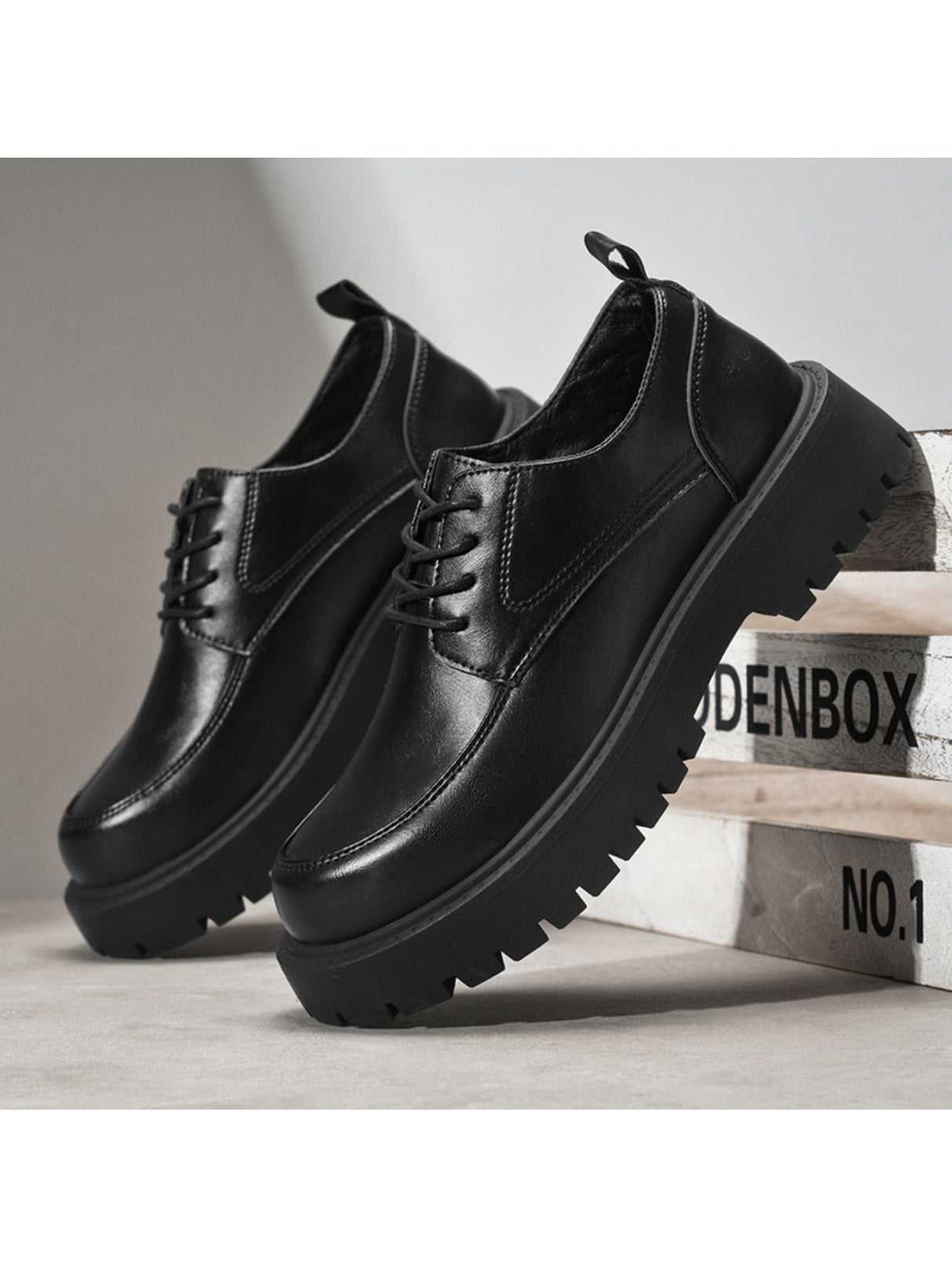 Liber Four Seasons Thick-Sole Men's Black Shoes