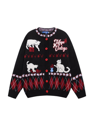 Christmas Taste Cartoon Puppy Cardigan Sweater