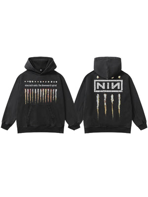 Fried Salt Washing Terry Stereo Printed Hoodies