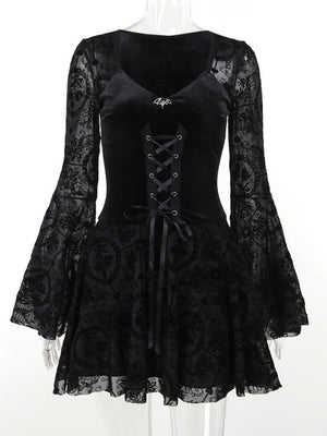 Halloween Batman Plants And Flowers Bandage Dark Style Flocking Mini&Short Dresses