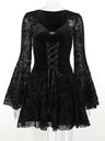 Halloween Batman Plants And Flowers Bandage Dark Style Flocking Mini&Short Dresses