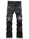Slim Stretch Black Straight Splicing Miniature Speakers Jeans