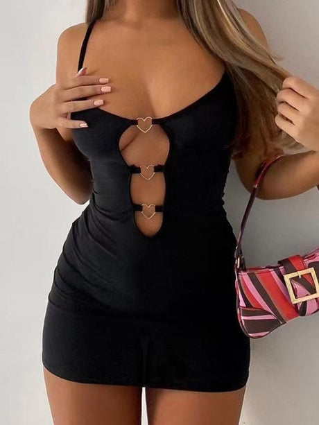 Liber Summer Women's Hollow Solid Color Mini&Short Dresses
