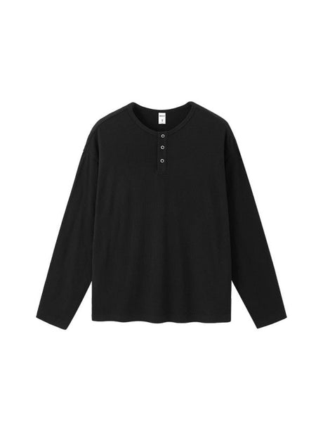 Liber Autumn Neutral wear Henry Collar Solid Color T-shirts