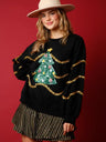 Christmas Tree Sequined Long-sleeved Pullover Sweatshirt Casual Loose Top For Women