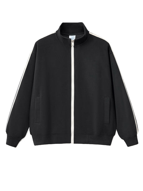 Stripes College Style Zipper Stand Collar Jackets