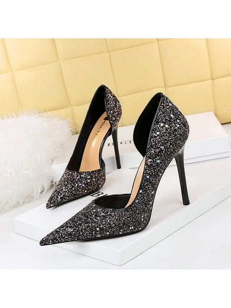 Liber Spring and Autumn Sequined Women's High Heels