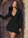 Liber Autumn Women's V-neck Pleated Mini&Short Dresses