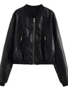Street Short Slim Fit Stand Collar Pilot Leather Jacket