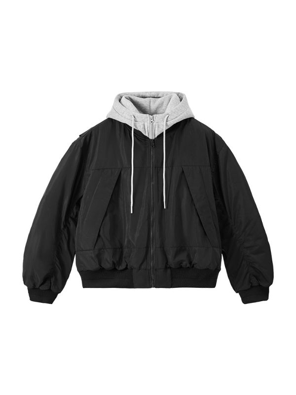 Removable Fake Two Pieces Cleanfit Hooded Baseball Uniform