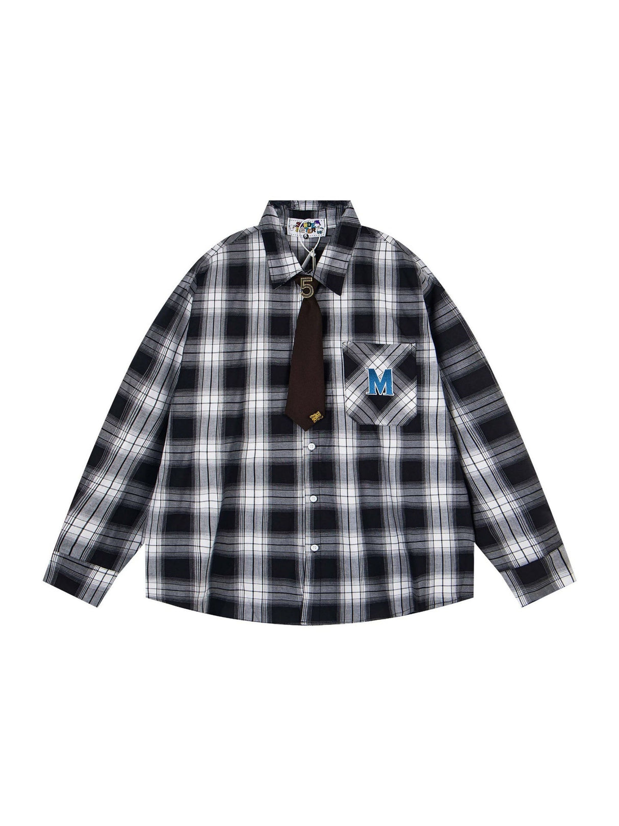 Liber Autumn Neutral wear Embroidery Plaid Shirts