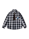 Liber Autumn Neutral wear Embroidery Plaid Shirts