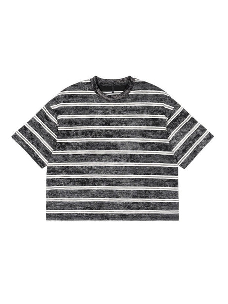 Liber Summer Men's Ribbed neckline Stripes T-shirts