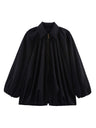 Batwing Sleeve Puff Sleeve Loose Casual Long Sleeve Zipper Suit Shirt Jacket