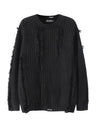 Mahua Hole Raw Edges All-match Crew Neck Sweater