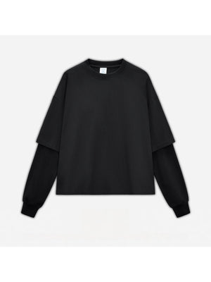 Liber Autumn Neutral wear Color matching Solid Color T-shirts