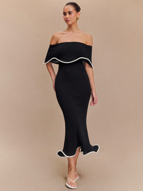 One-shoulder Splicing Hip-hugging Elegant Long Dress