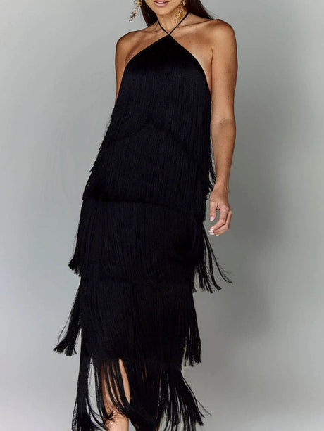 Tassel Backless Maxi Dresses