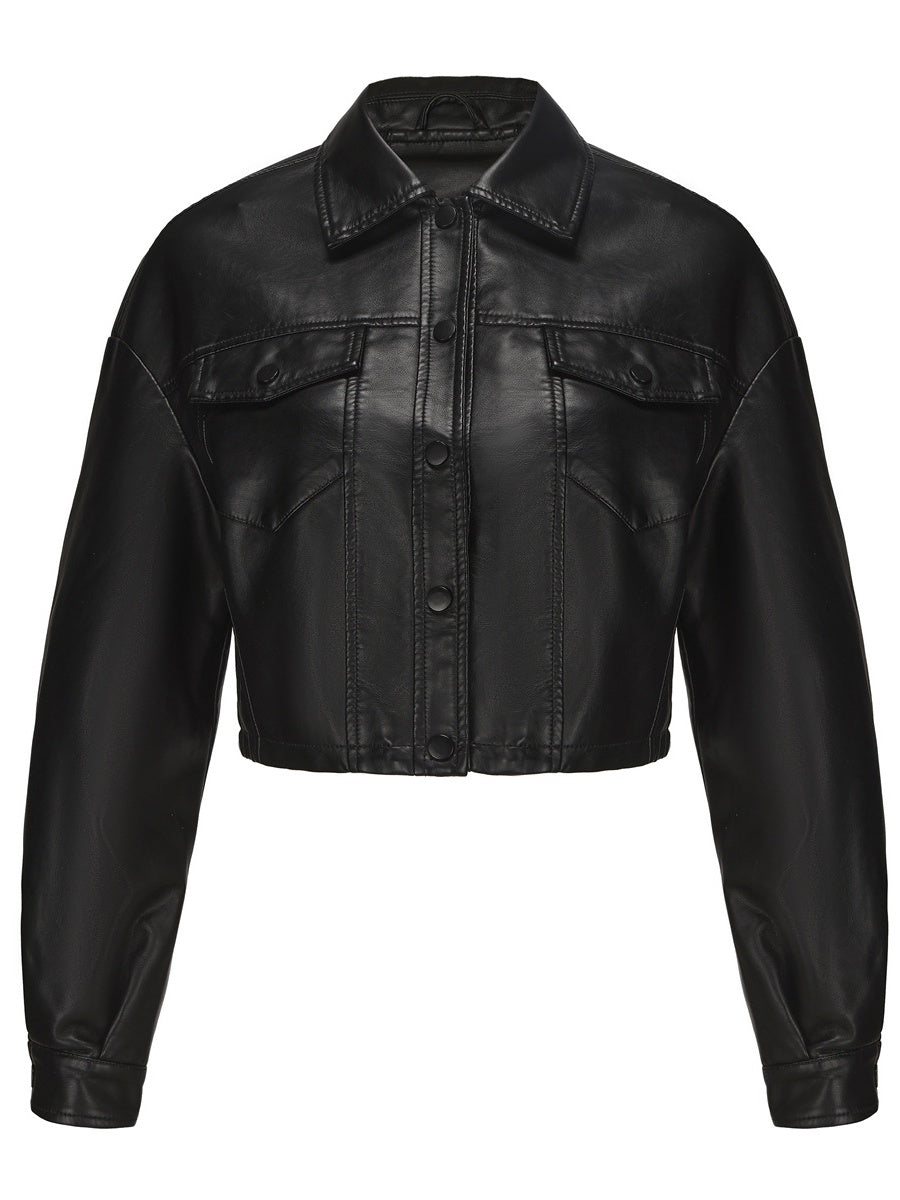 Single-breasted Pocket Lapel Short Trucker Jackets