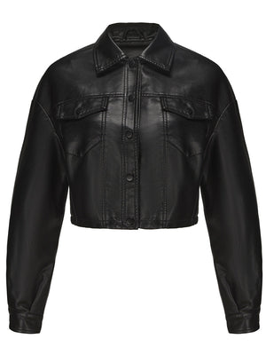 Single-breasted Pocket Lapel Short Trucker Jackets