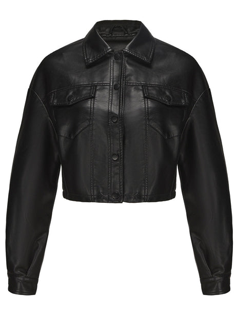 Single-breasted Pocket Lapel Short Trucker Jackets