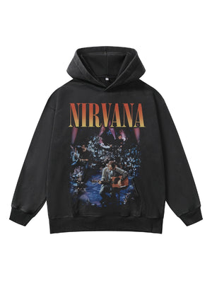 Washing Loose Terry Printed Hoodies