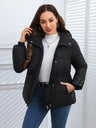 Stand Collar Waist Tie Down Padded Jacket Warm Coat