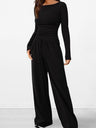 Liber Autumn Women's Lace up Solid Color 2-piece Sets