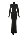 High-neck, Backless, Slim-fitting, Sexy, Solid-color Long Dress