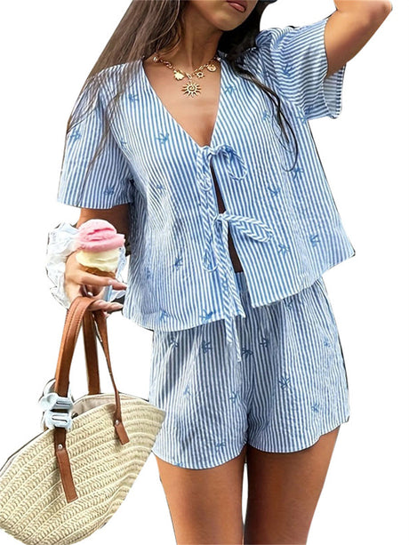 Liber Summer Women's Stripes Stripes 2-piece Sets