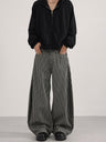 Liber Autumn Neutral wear Color matching Stripes Pants