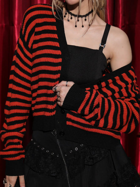 Liber Women's outerwear knitted cardigan striped contrast color autumn cardigan