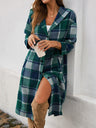 Contrasting Colors Pocket Plaid Mid-length Coats