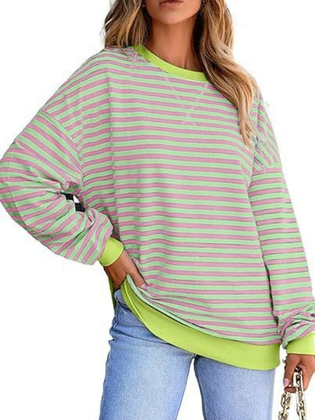 Liber Summer Women's Contrasting colors Stripes Sweatshirts&Hoodies