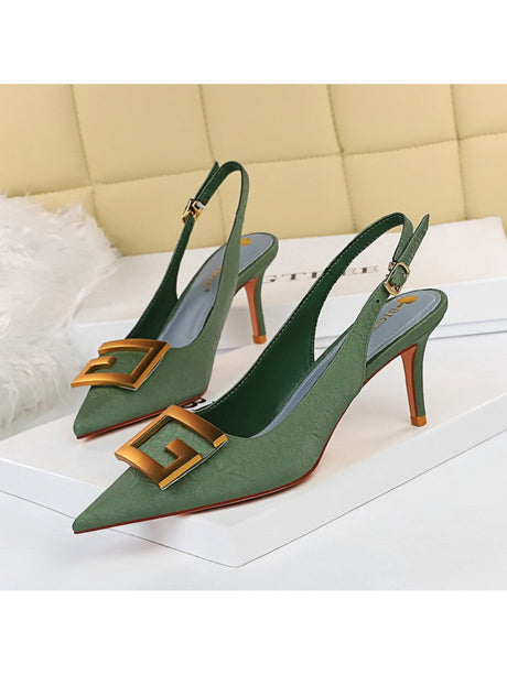 Liber Spring and Autumn Metal Buckle Women's High Heels