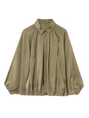 Batwing Sleeve Puff Sleeve Loose Casual Long Sleeve Zipper Suit Shirt Jacket